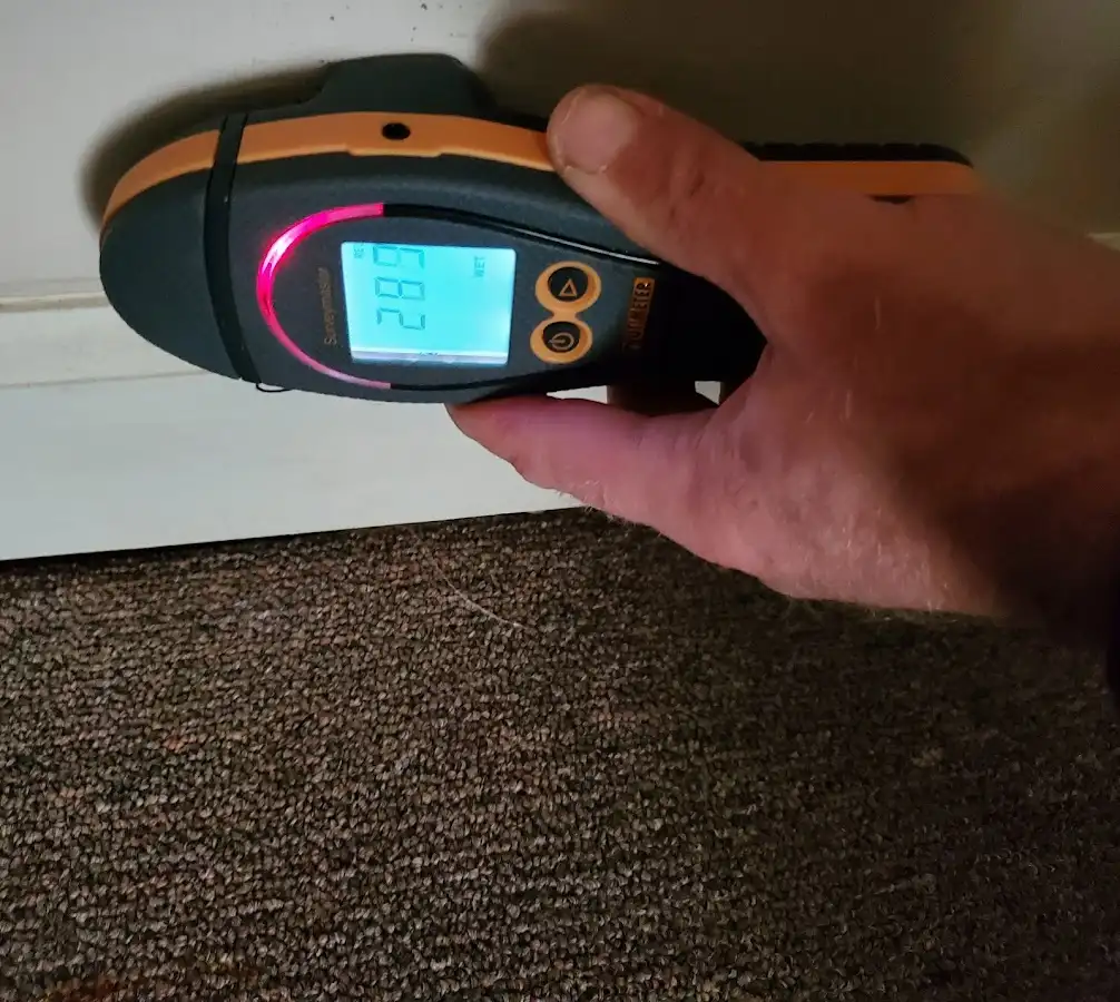 Moisture detection at baseboard during Burst Pipe Cleanup in Ulysses